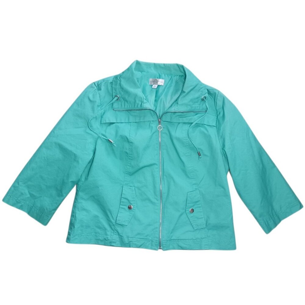 Studio Works Petite Large Canvas Spring Jacket Seafoam Green Lined Full Zip - Picture 8 of 14